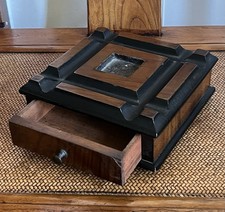 Antique Wooden Ink Well Desk Stand, Standish, Inkstand, Victorian