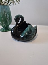Vintage Blue Mountain Pottery Swan Planter Made in Canada Drip Glaze 5"