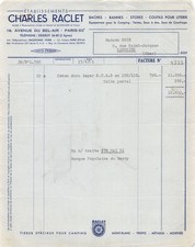 Invoice 1951 ETS CHARLES RACLET IN PARIS - MAISON GOIN A SANCOINS