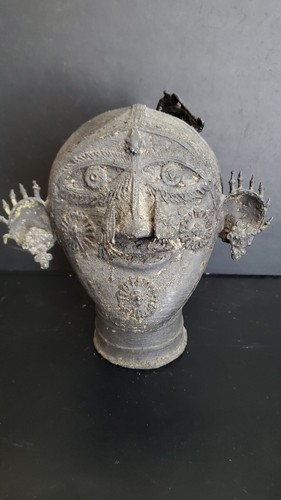 Vintage brass tribal bust - brass,