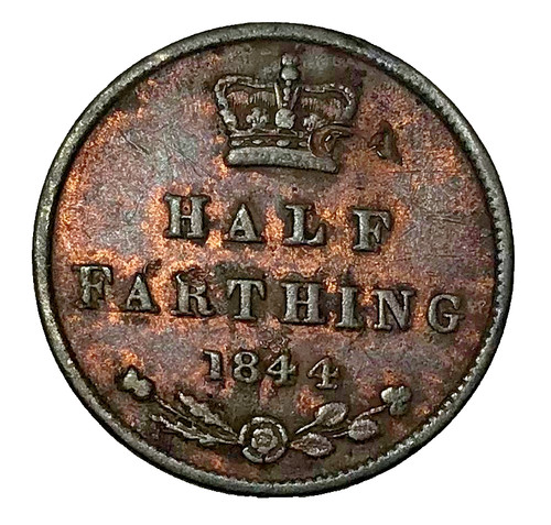 1844 half farthing coin - half,