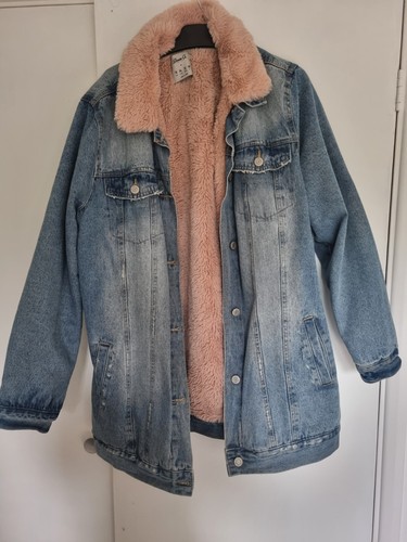 Denim women pink faux fur - denim,
