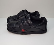 KICKERS FRAGMA SIZE 3.5UK EUR36 BOYS BLACK LEATHER MOC TOE SCHOOL SHOES STRAP