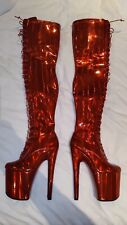 Dragpole Shoes Thigh High Platform Boots 8" Hot Cherry Red RRP £150