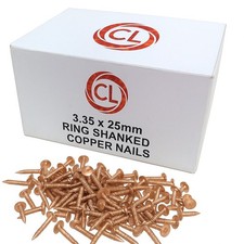 25mm x 3.35mm Premium Copper Annular Ring Shank Nails 1kg | Custom Lead