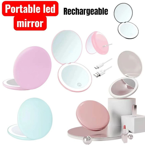 Led travel makeup mirror - led,