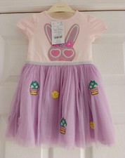 NEW Monsoon - 12 - 18 Months - Lilac Bunny & Flower Embellished Disco Dress