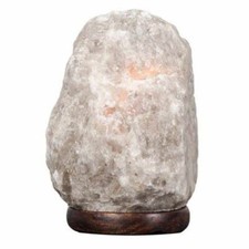Grey Salt Lamp with Wood Base