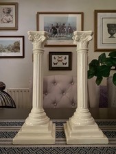 Huge Pair Ceramic Column Candlesticks Baroque Rococo Louis Church Oka Neptune