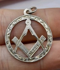 Old Vintage Sterling Silver Masonic Symbol Pendant - Mason's Freemasons 
