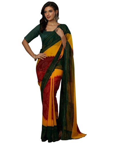 Women georgette bandhani - women's,