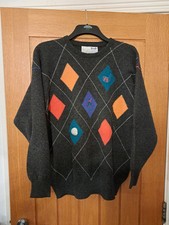 VINTAGE PRINGLE NICK FALDO GOLF JUMPER - M - GREY - SPORTS RETRO 90s WOOL