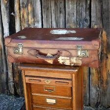 Vintage Brown Leather Suitcase