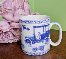 SPODE B & W MUG VINTAGE MOTOR CARS BLUE ROOM COLLECTION ~ MADE in ENGLAND
