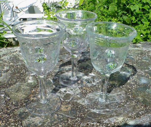 Vintage handblown glass goblet - glass,