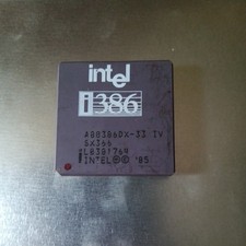 intel i386 80386 DX 33 ceramic gold processor CPU