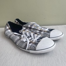 Converse Check Plaid Flat Ballet Lace Up Trainers Size 6 Gold