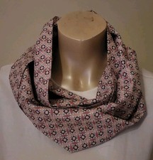 LIBERTY'TANA' COTTON LAWN 'PINKS GEO FLOWER' DOUBLE LOOP SCARF NEW HANDMADE