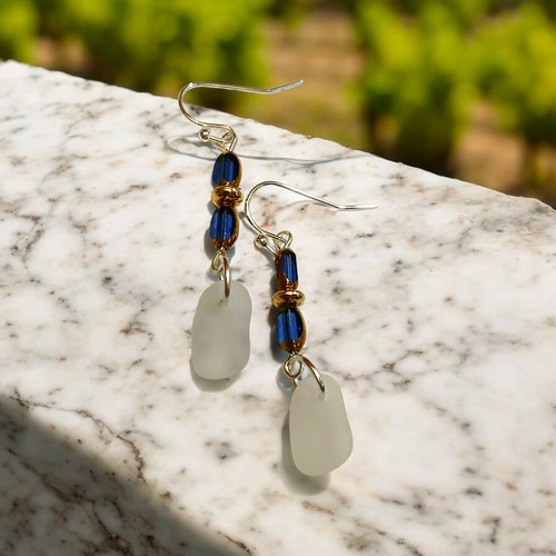 Genuine white sea glass - sea,