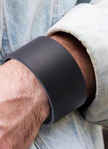 Black leather bracelet press - leather,