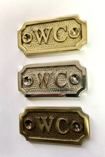 WC brass door sign choice of 3 finishes brass, antique bronze or nickel Toilet