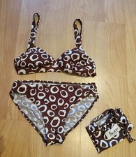 Boden  Strappy Safari Bikini Top & Briefs Size 10 Brown & Ivory - with bag