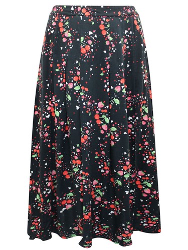 Ladies black fruit print side - black,