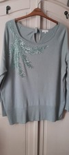 Monsoon Sage Green Jumper With Sequins Size XL 20-22