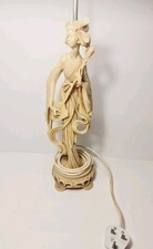 Vintage Table Lamp with a Large Chinese Resin Geisha Girl Figure - Guanyin Woman