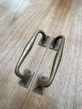 Antique 1930s Brass Door Pull Handles 20cm Quality Art Deco Reclaimed Salvage