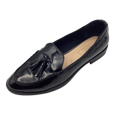 M&S Womens Ladies Black Patent Low Heel Tassel Shoes Loafers Size UK 4 Used