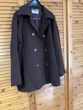 JAEGER Womens Double Breasted Coat UK 16 Large Brown Wool CI01