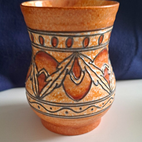 Ceramic decorated vase signed - ceramic,