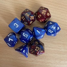 D20 Dice 20 Sided Set Poly 20mm 4 Pieces, Set of Blue Dice of all kinds also