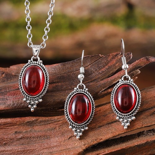 Women red crystal necklace - crystal,