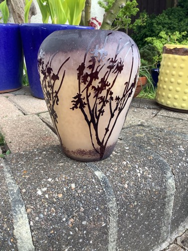 Vase acid etched cut - etched, tall