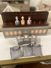 Vintage NEW1982 American Fashion Porcelain Lady Thimbles w/ Wooden Display Rack