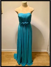 Stunning Goya Turquoise Chiffon Prom /Evening Gown Size 6 BNWT