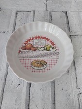 Vintage 16cm Flan/Oven Proof Dish with Apple Orange Pie Recipe Fluted Sides.