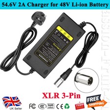 E-bike Charger Power 54.6V 2A for 48V 2A Li-Ion Battery with XLR 3 pin UK Plug