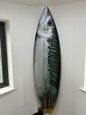 Original 1 off Surfboard Mackeral fish Art - 6ft 2" fishtail surfboard