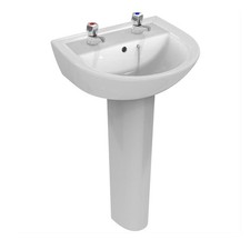 Armitage Shanks Sandringham 21 Basin with Full Pedestal 500mm Wide - 2 Tap Hole
