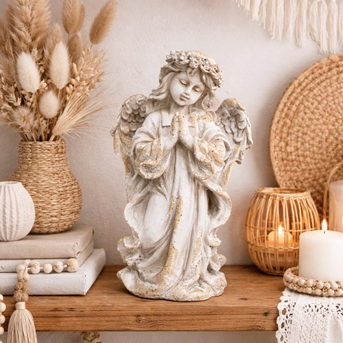 Distressed angel cherub statue - cherub,