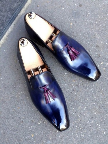 Handmade genuine leather blue - genuine,