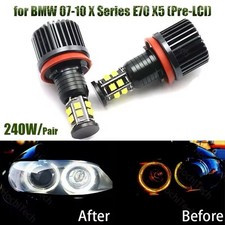 For BMW Pair Of LED 120W Marker Angel Eyes Halo Light Headlight Bulbs White