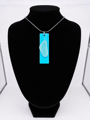 Sea glass pendant necklace - , on