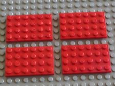 4 x LEGO Red Plate Plate 4x6