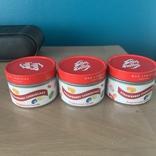 VERY RARE  3x Jelly Belly Strawberry Cheesecake fragranced candle tins 