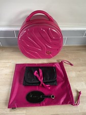 Antler Zahara Pink Hard Shell Round Vanity Case With Antler Makeup Bag