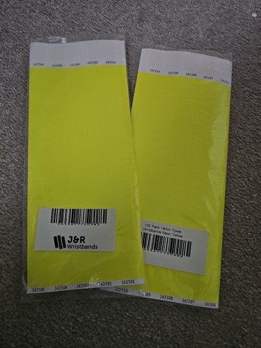 Tyvek neon wristbands 100 - tyvek, pack